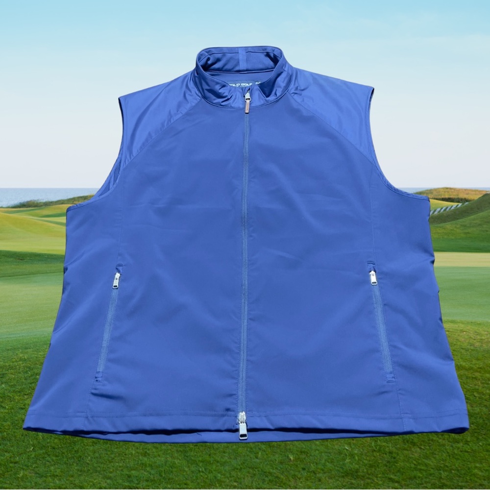 POLO GOLF RALPH LAUREN, FULL ZIP GOLF VEST, BLUE, MENS, SIZE XL